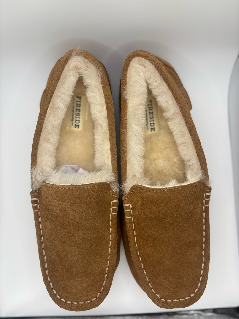 Fireside By Dearfoams Wool-Lined Women's
Moccasin Slippers Size 8 Chestnut New